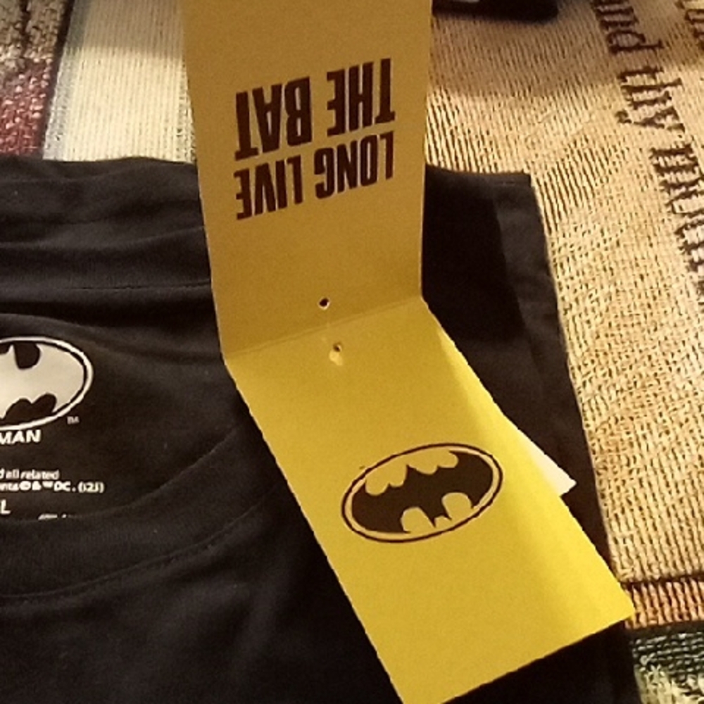 DC Black Tee with White Batman Emblem